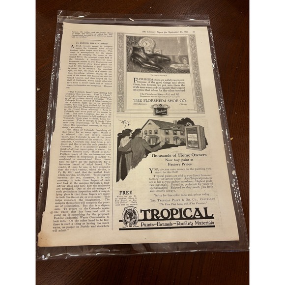 Vintage Other - Vintage Florsheim Shoe Tropical Paint 1921 Magazine Print Ad Page Art Decor